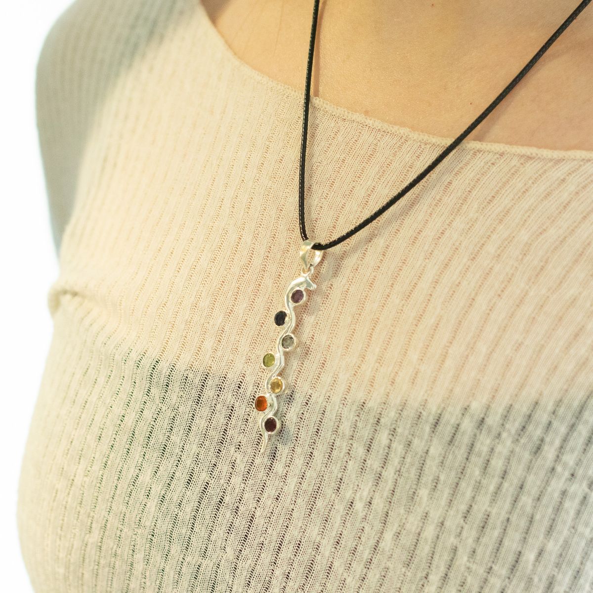 Silver Plated Snake Chakra Pendant – 45cm Cord