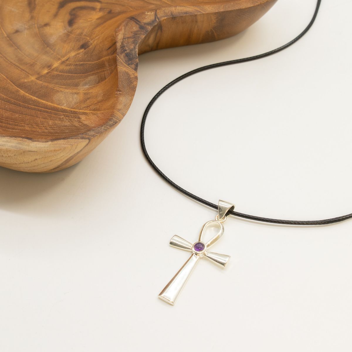 Silver Plated Ankh Pendant – 45cm Cord