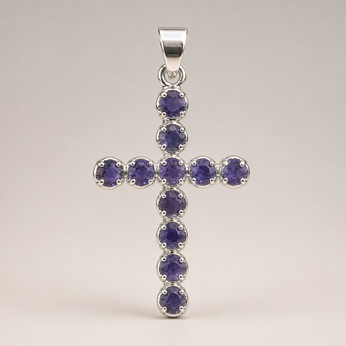Silver Plated Ionite Crucifix Pendant – 45cm Chain