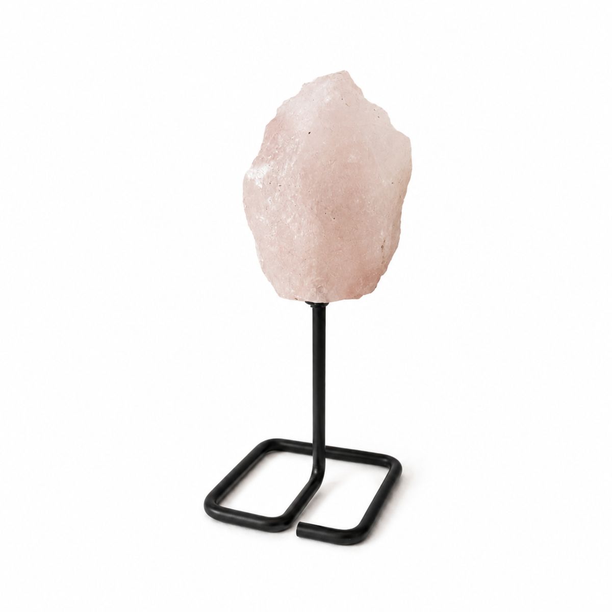 Rose Quartz Mineral Specimen on Metal Stand