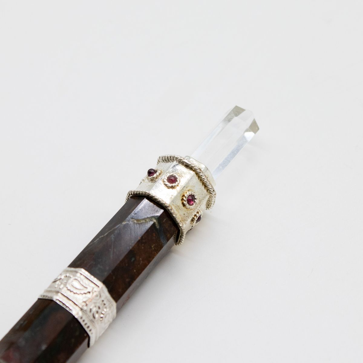 Bloodroot Sovereign Fancy Jasper Wand – Crystal Ball Top, 26cm