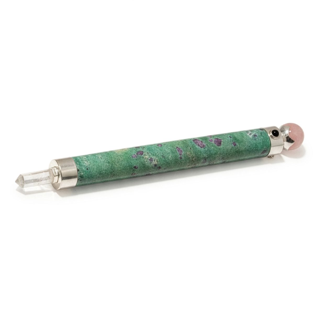 Verdant Heart Wand – Ruby Fuchsite & Rose Quartz Ball, 23cm