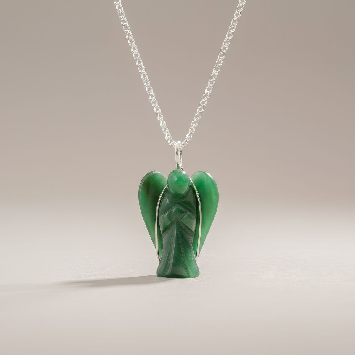 Gemstone Guardian Angel Pendant – Green Aventurine