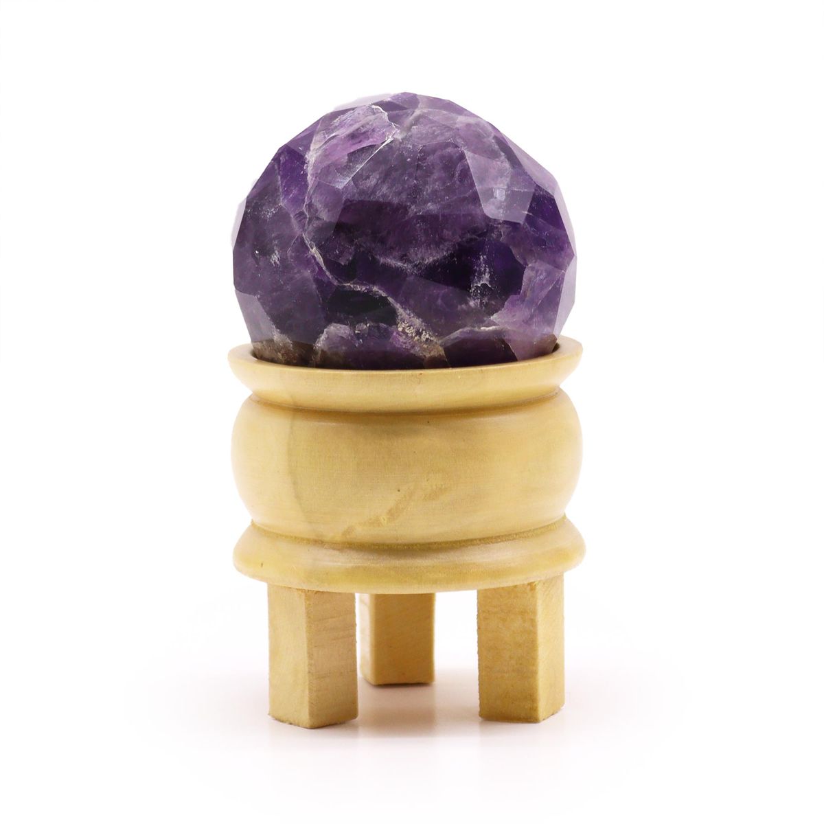 Amethyst Faceted Sphere with Stand