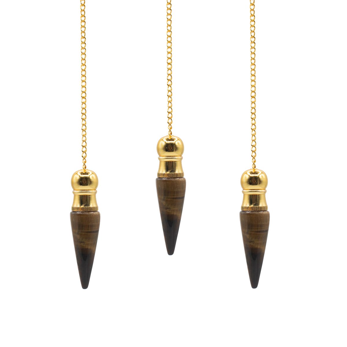 Discovery of Truth Cavity Pendulum – Tiger Eye, Gold Plated