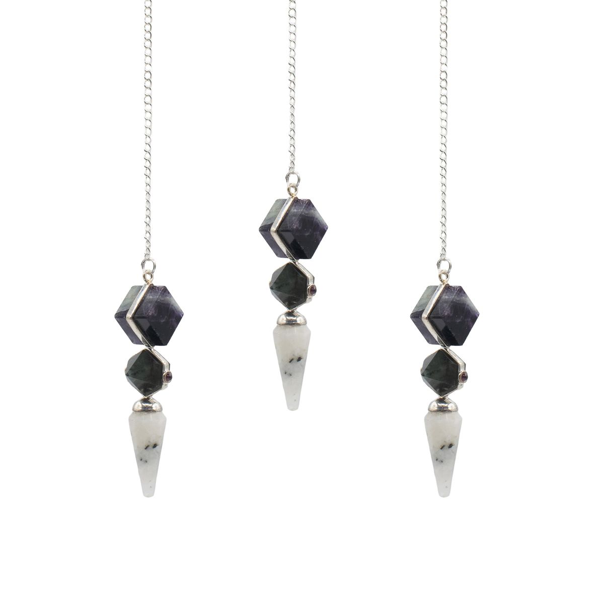 Psychic Gateway Pendulum – Fluorite, Labradorite & Rainbow Moonstone