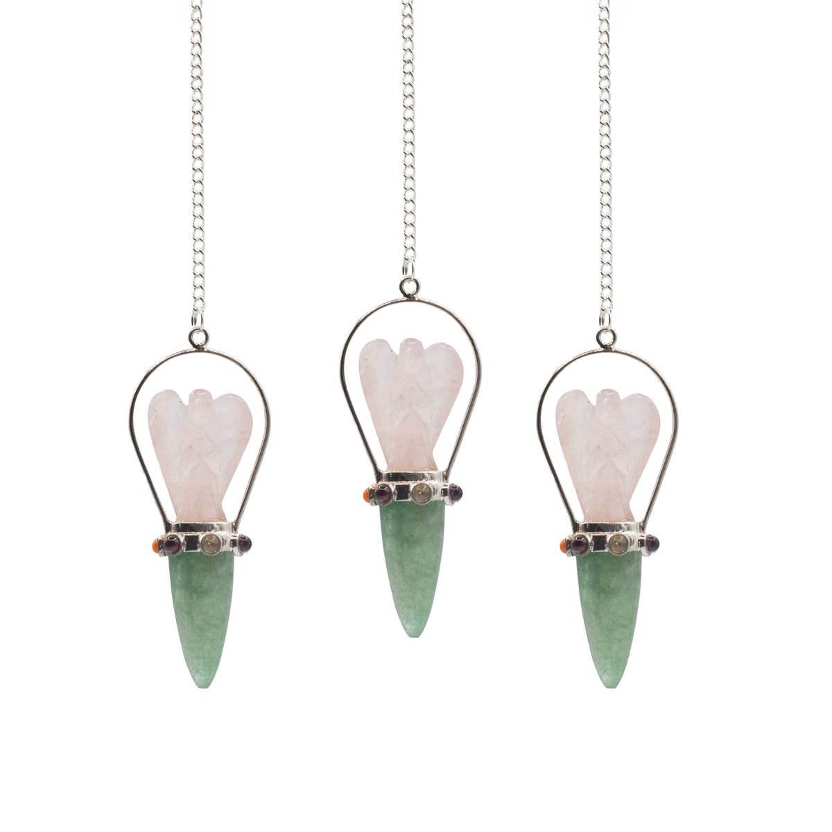 The Heart Oracle Angel Pendulum – Rose Quartz & Green Aventurine