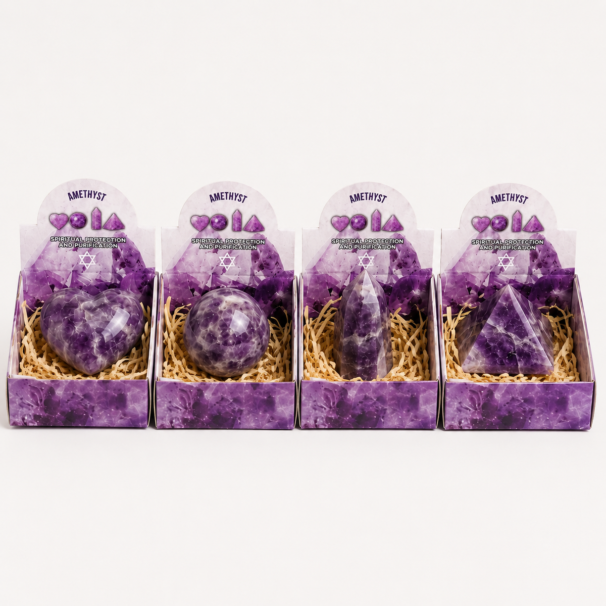 Gemstone Shapes Set of 4 – Amethyst