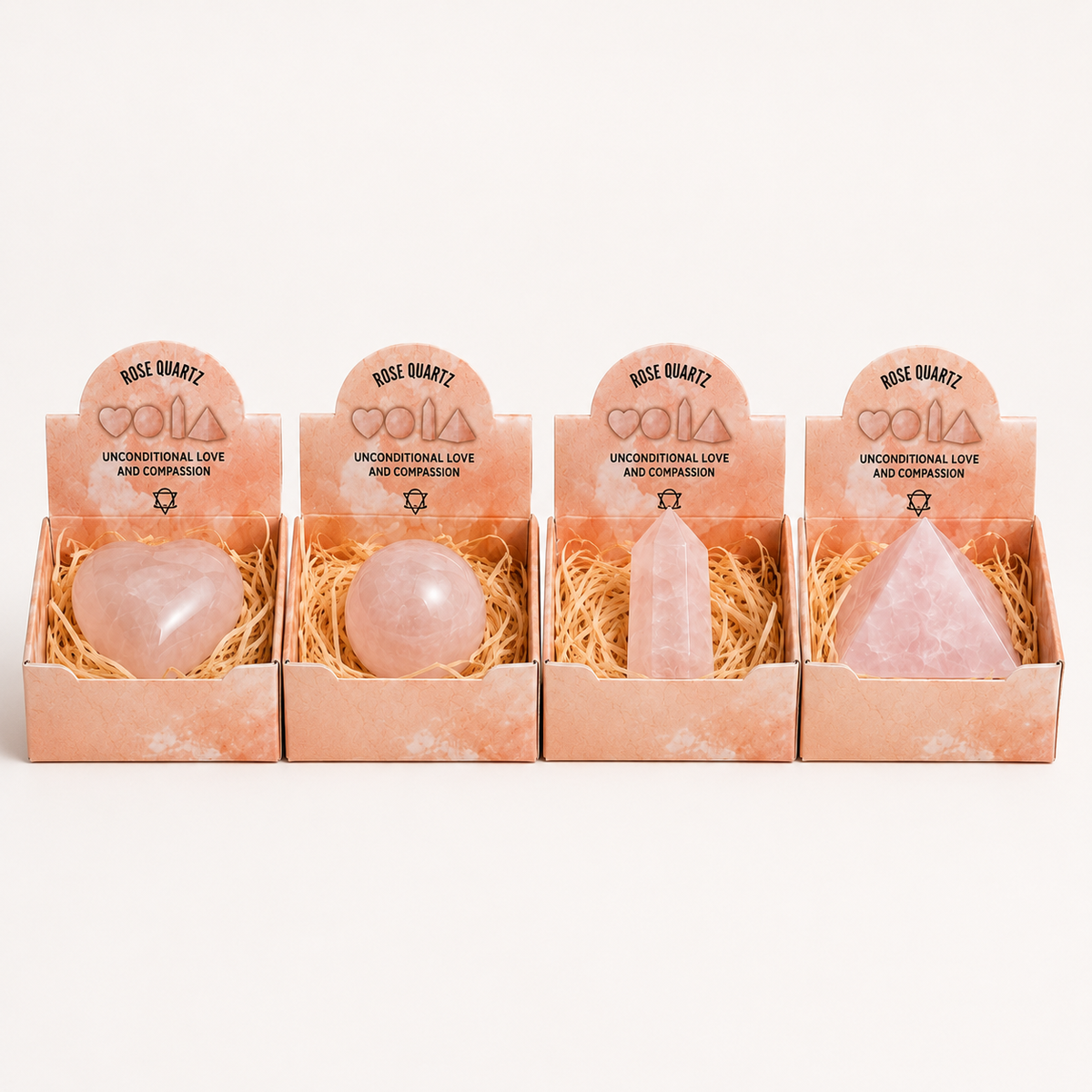 Gemstone Shapes Set of 4 – Rose Quartz