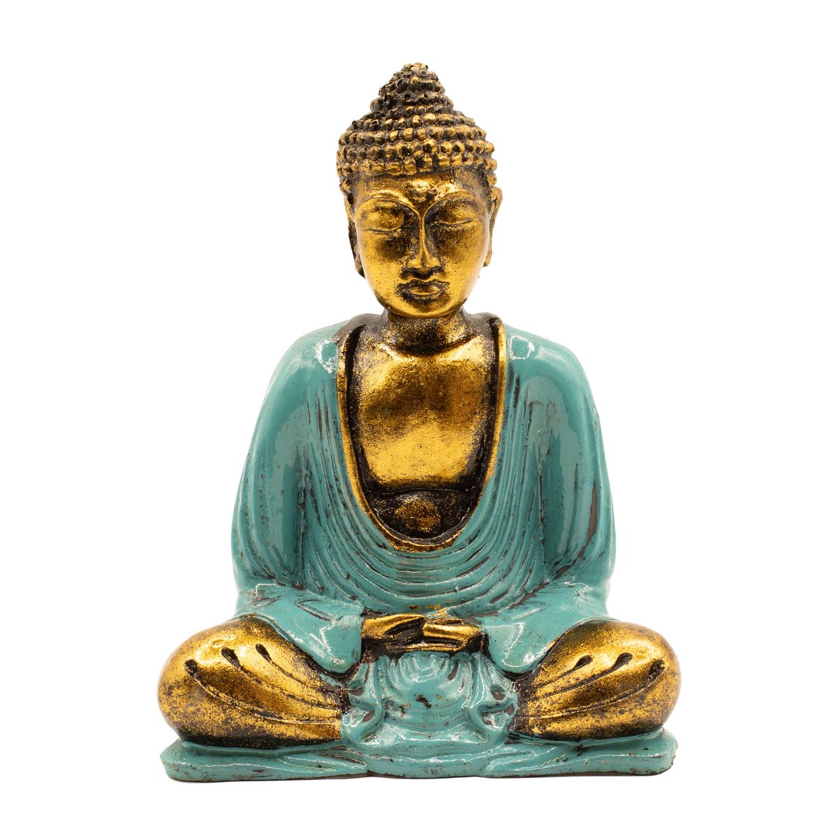 Teal & Gold Buddha Figure – Medium