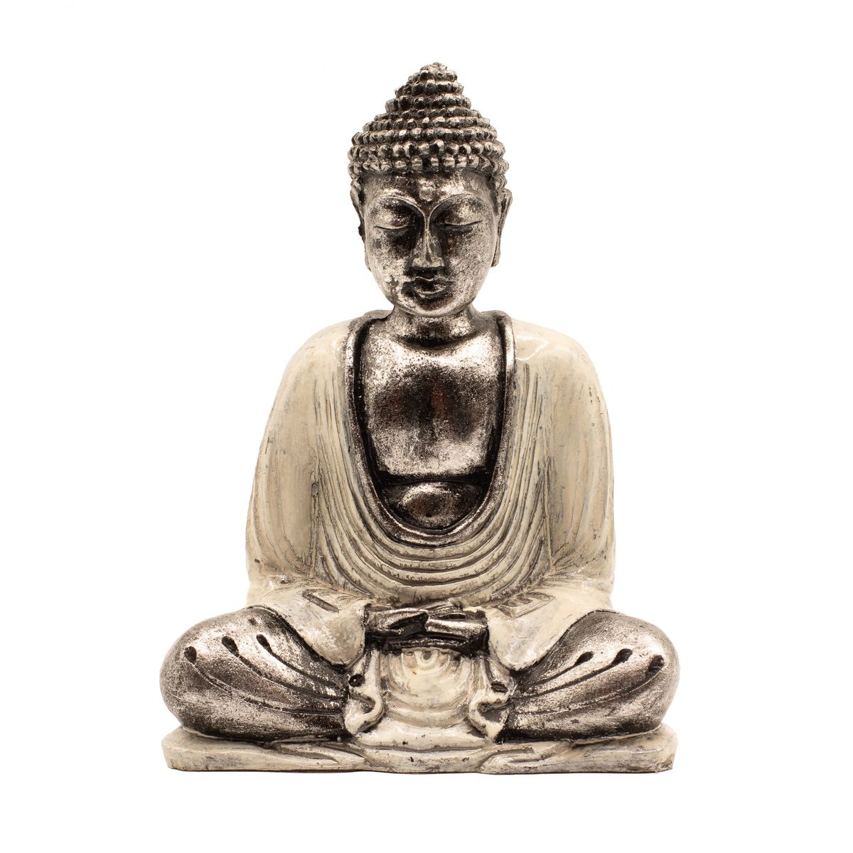 White & Grey Buddha Figure – Medium