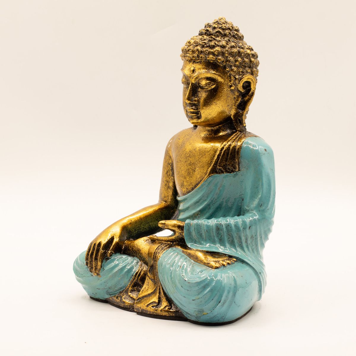Teal & Gold Buddha Figure – Large