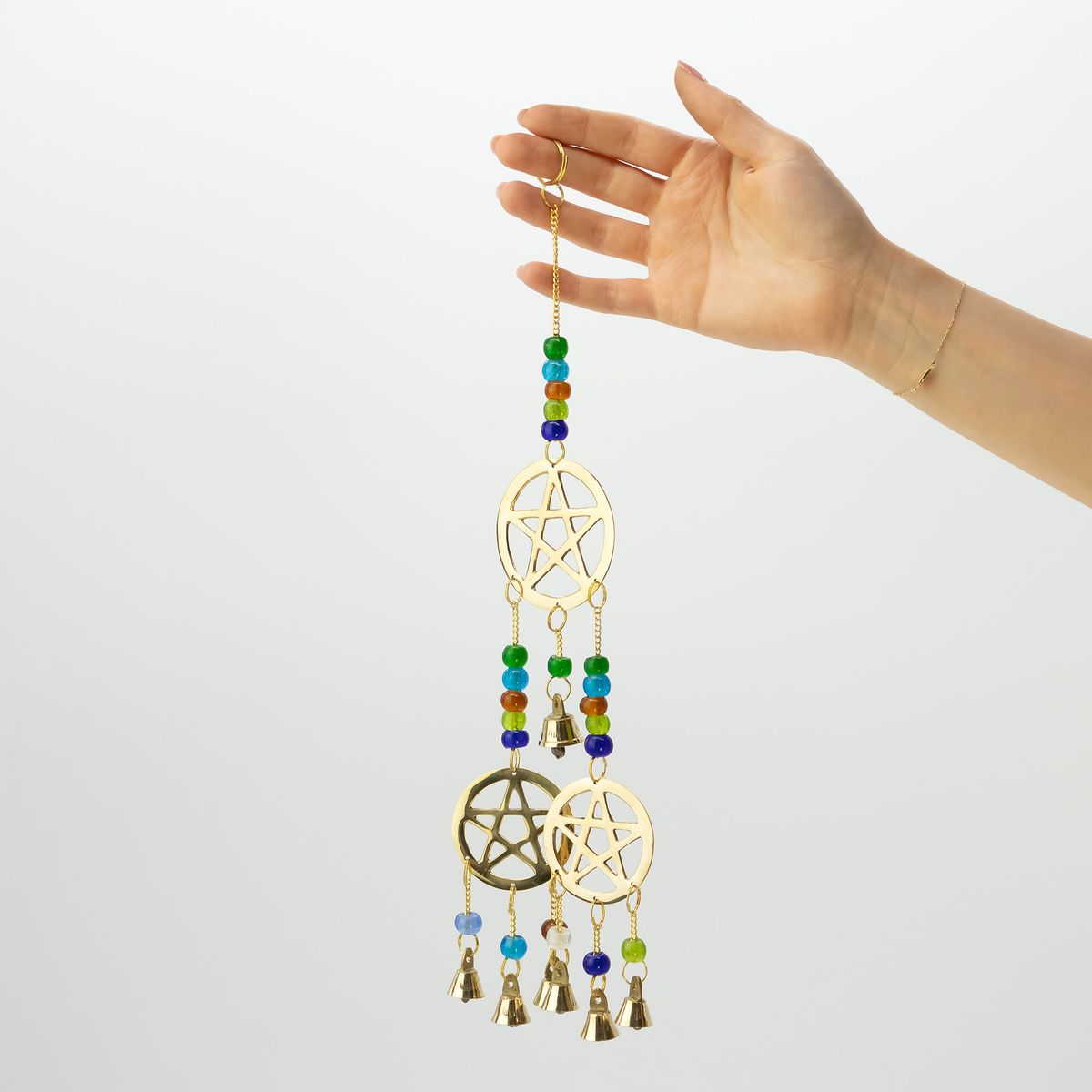 Indian Wind Chime – Brass Tri-Pentagram, 7 Bells