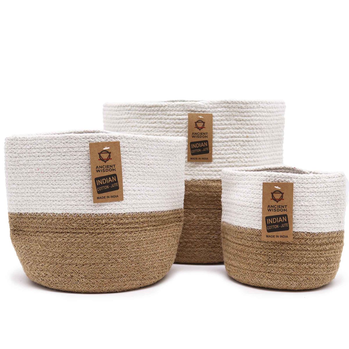 Cotton Rope Storage Baskets – White, Set of 3