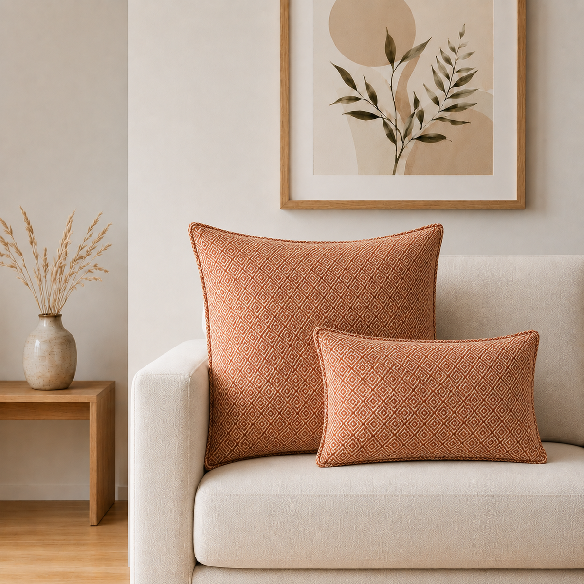 Classic Cushion Cover – Burgundy Squares, Jumbo 60 x 60cm