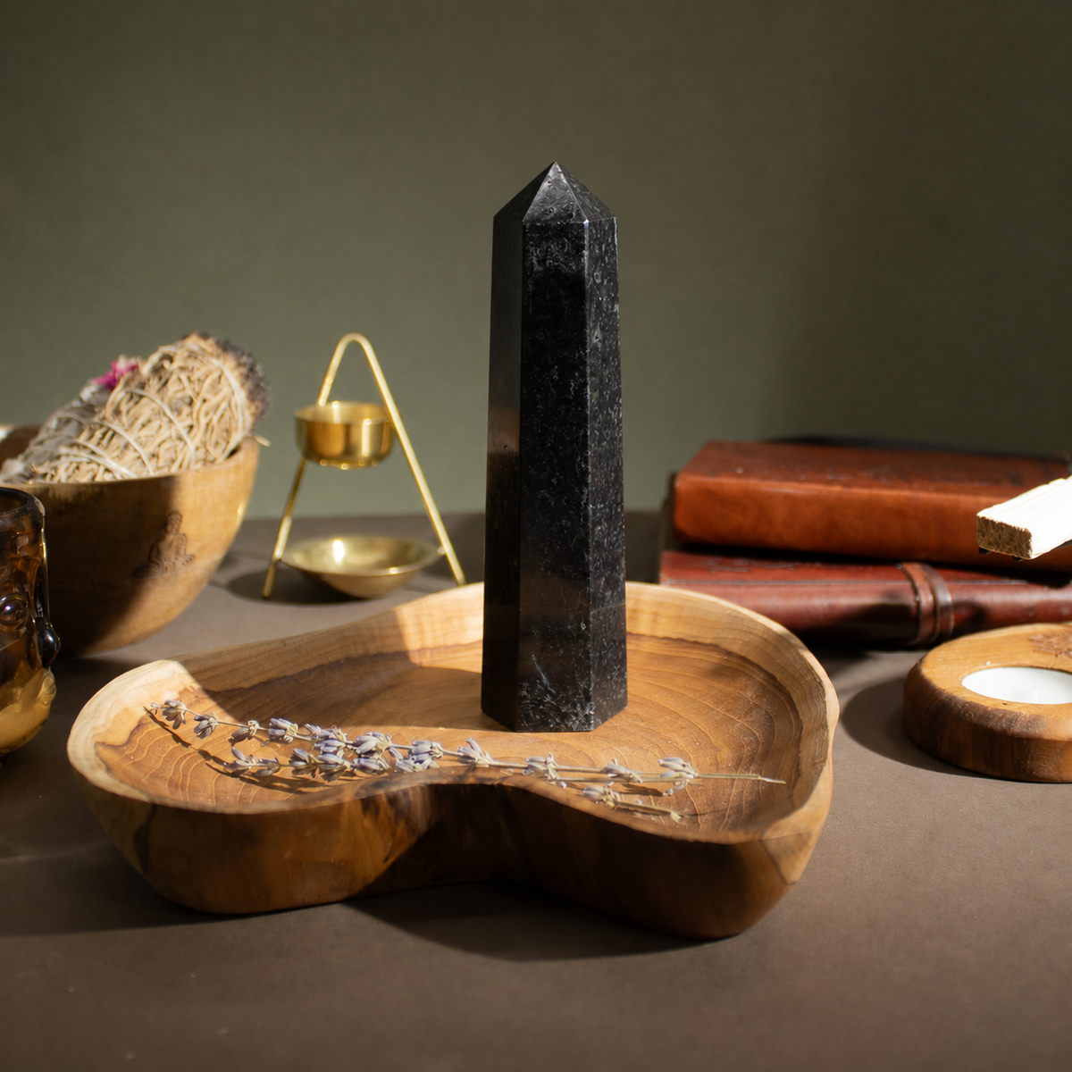 Black Tourmaline Six Face Obelisk Point – 17cm