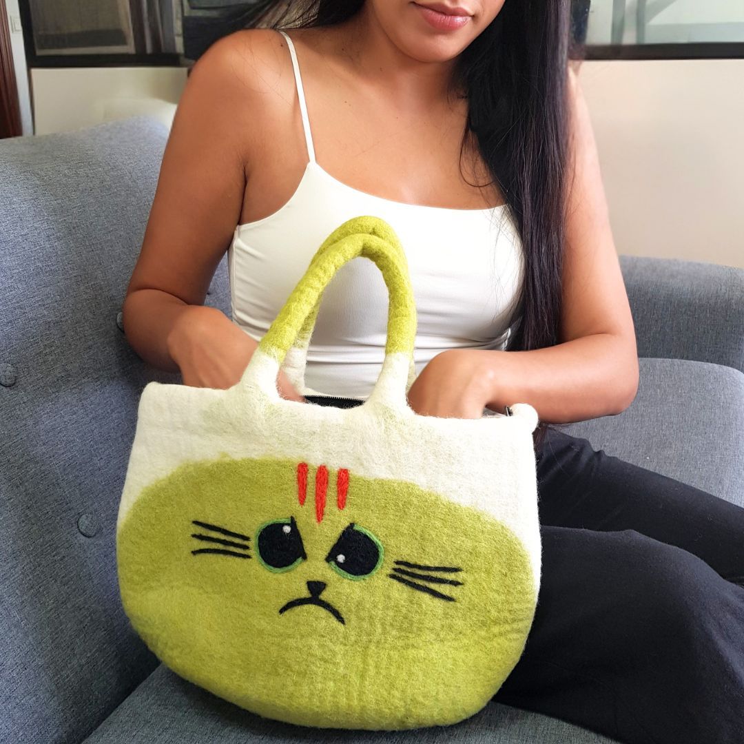 Felted Bag – Grumpy Cat, Large