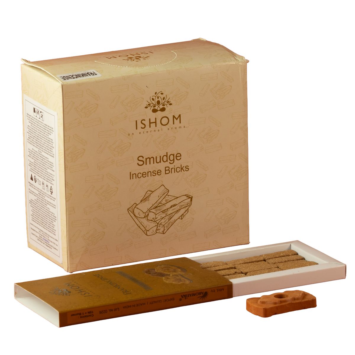 Natural Smudge Incense Bricks with Burner – Frankincense, Pack of 15