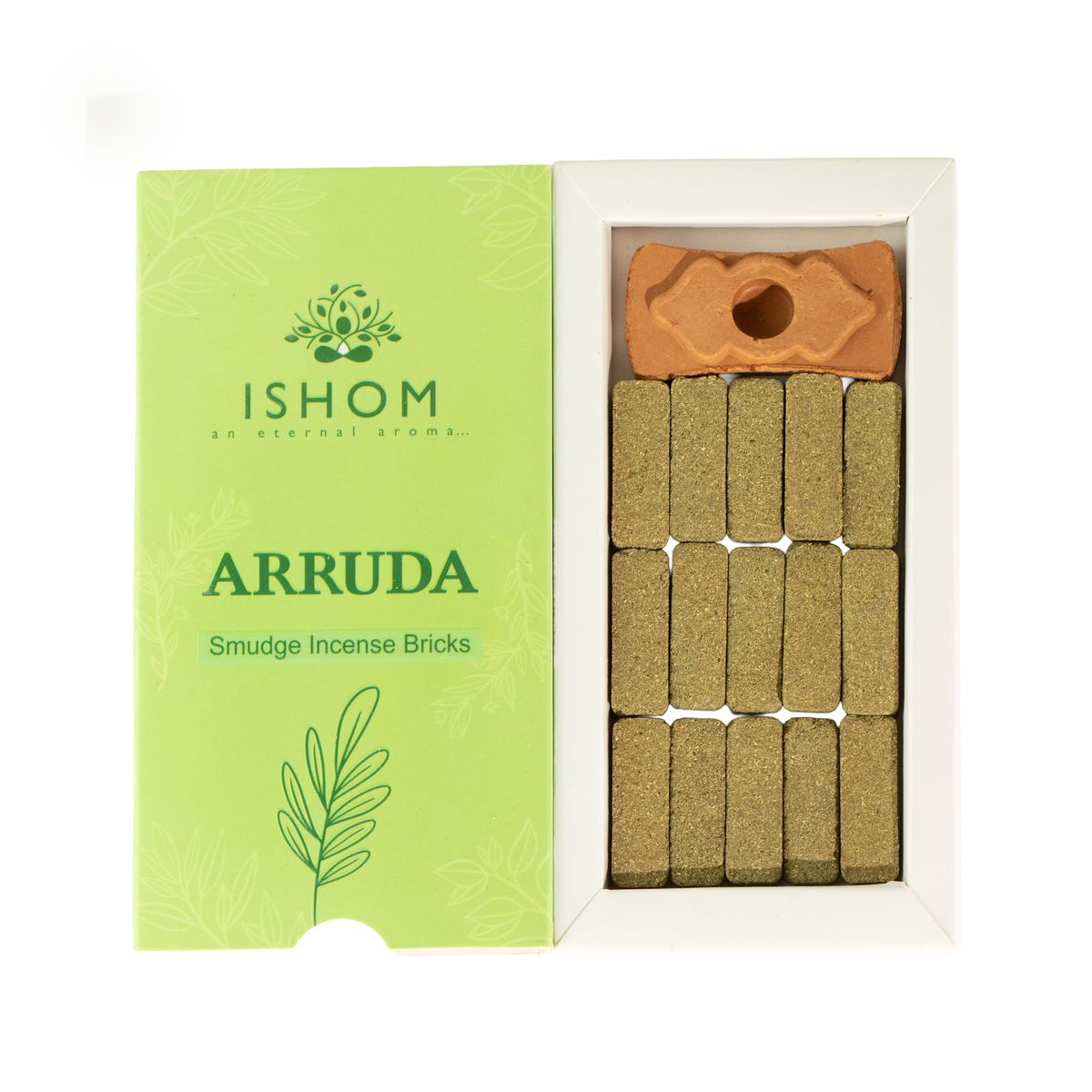 Natural Smudge Incense Bricks with Burner – Arruda, Pack of 15