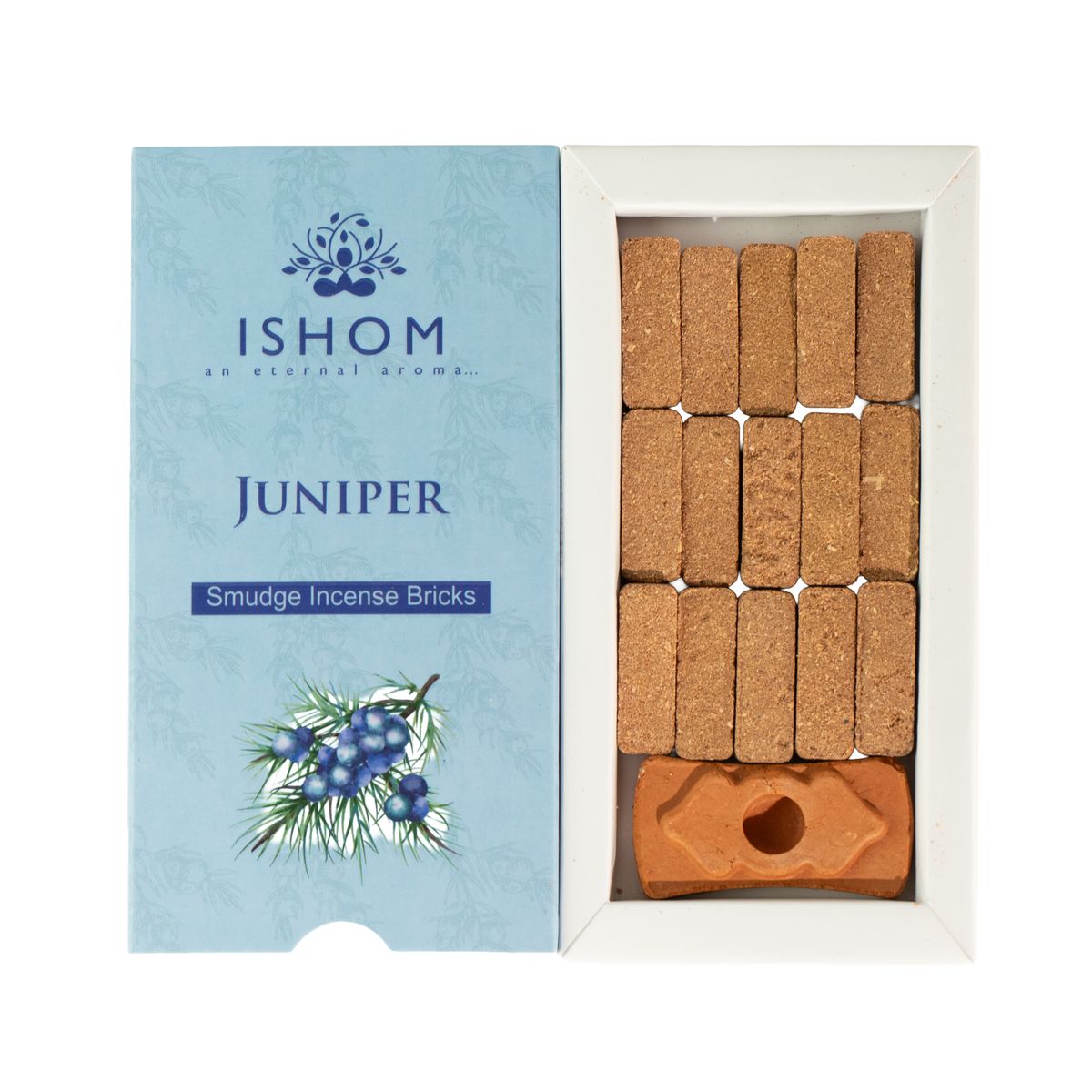 Natural Smudge Incense Bricks with Burner – Juniper, Pack of 15
