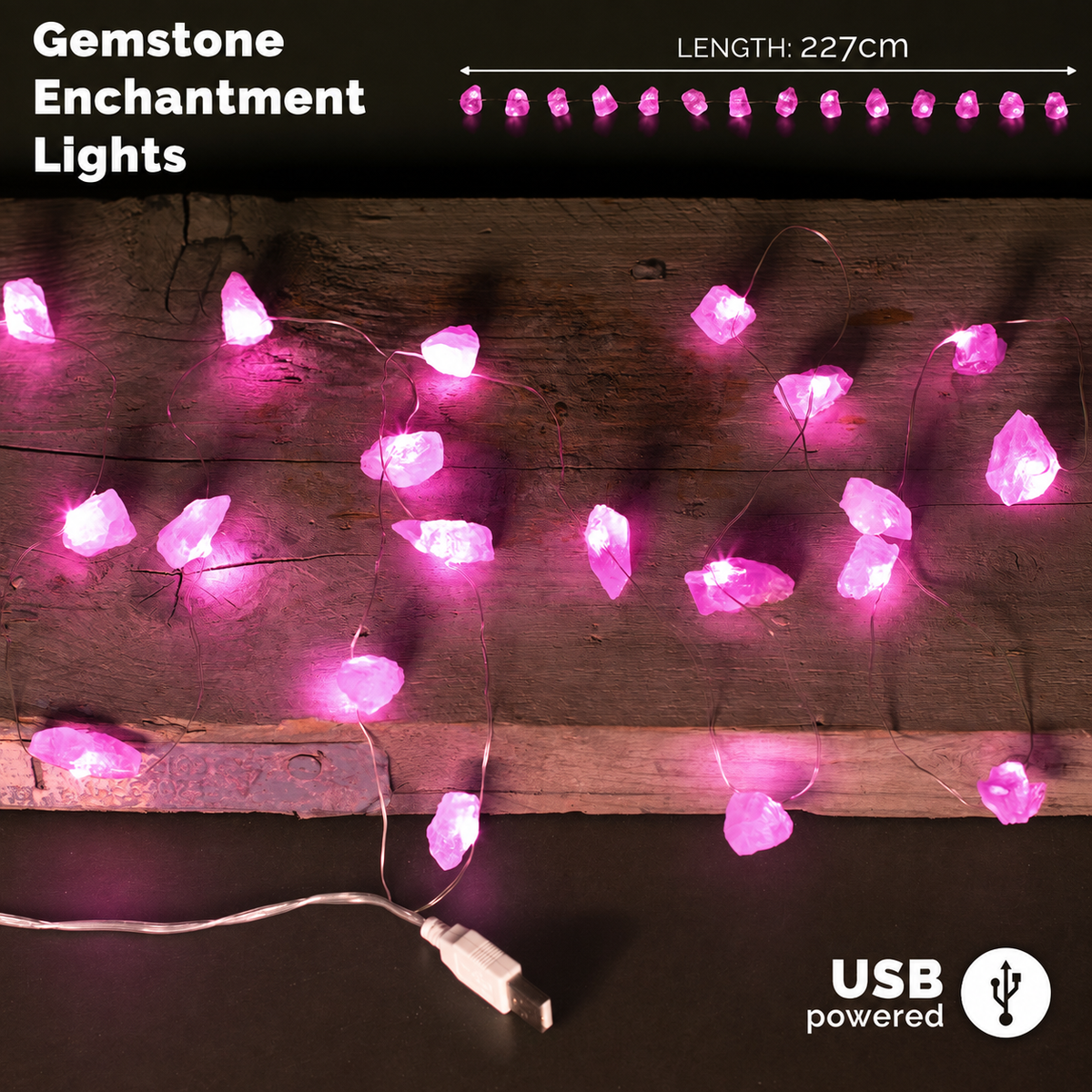 Gemstone Enchantment String Lights – Rose Quartz