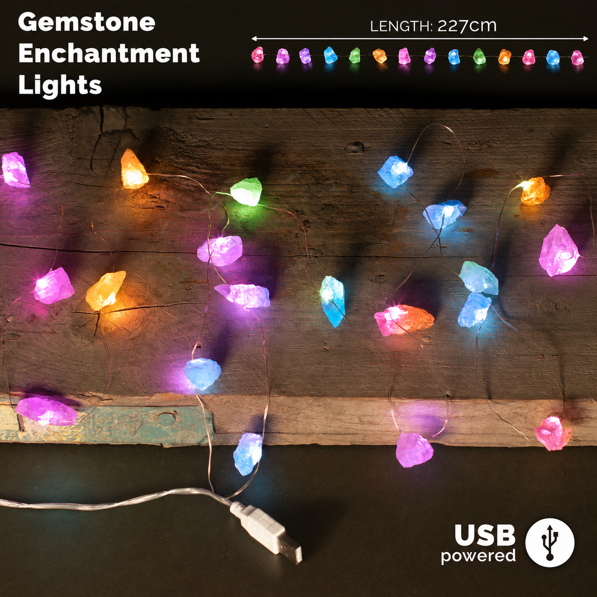 Gemstone Enchantment String Lights – Mixed Rocks