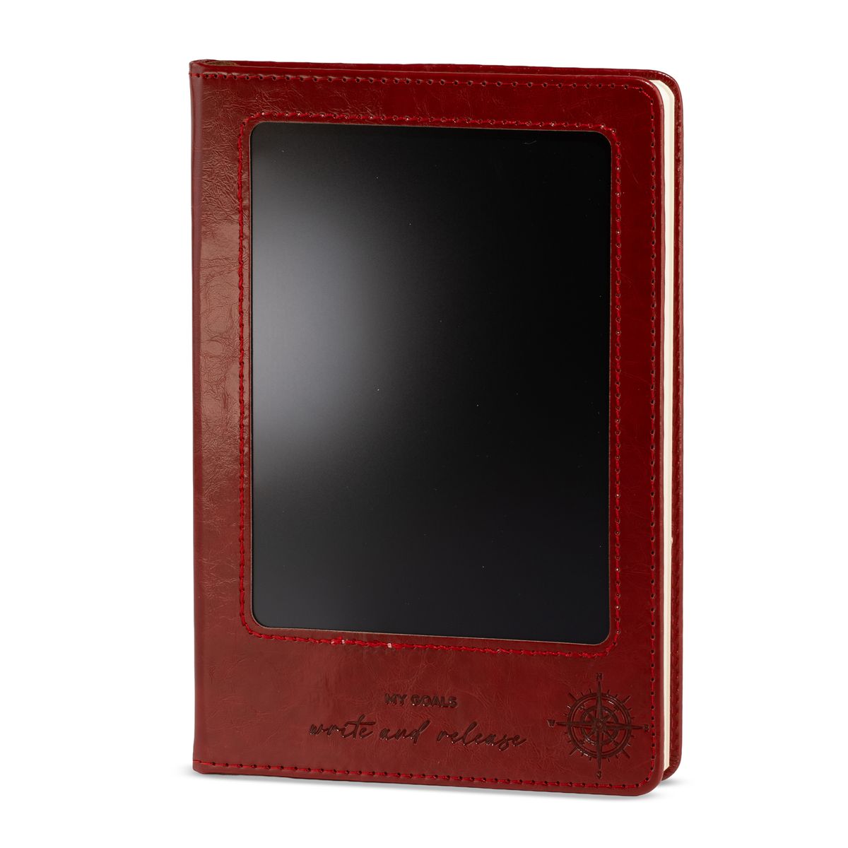 A5 Intention Notebook with LCD Screen – Red Leather Effect