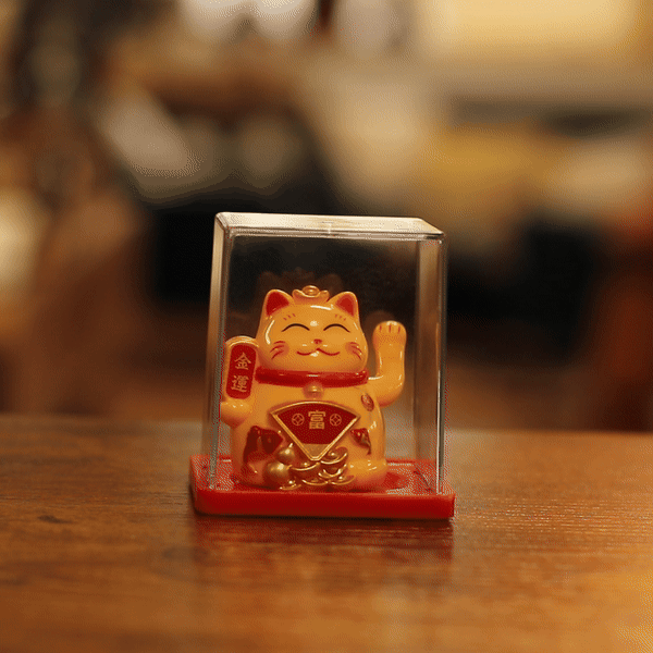 Mini Solar Powered Money Cat in Box – Yellow