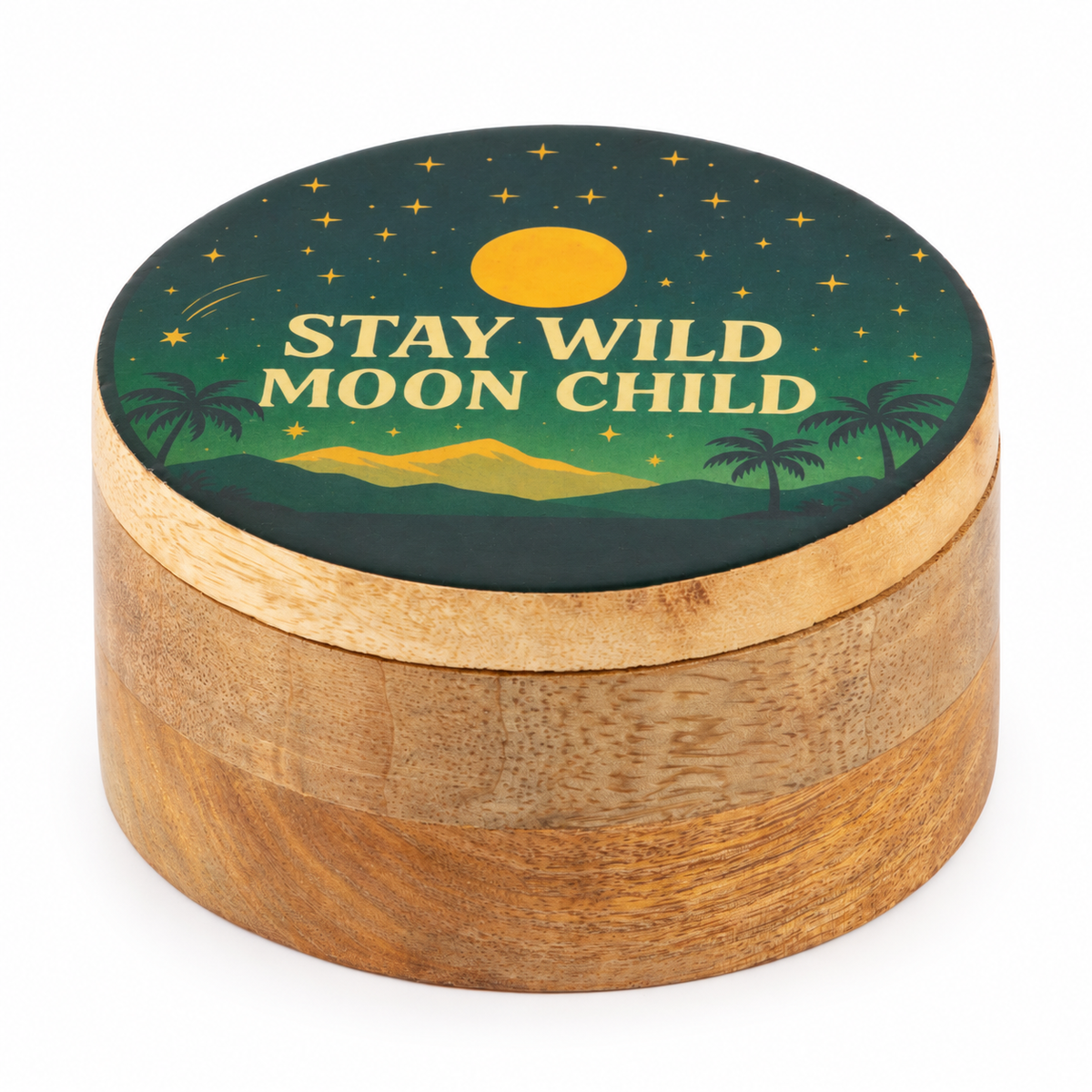 Round Enamelled Box – Stay Wild Moon Child
