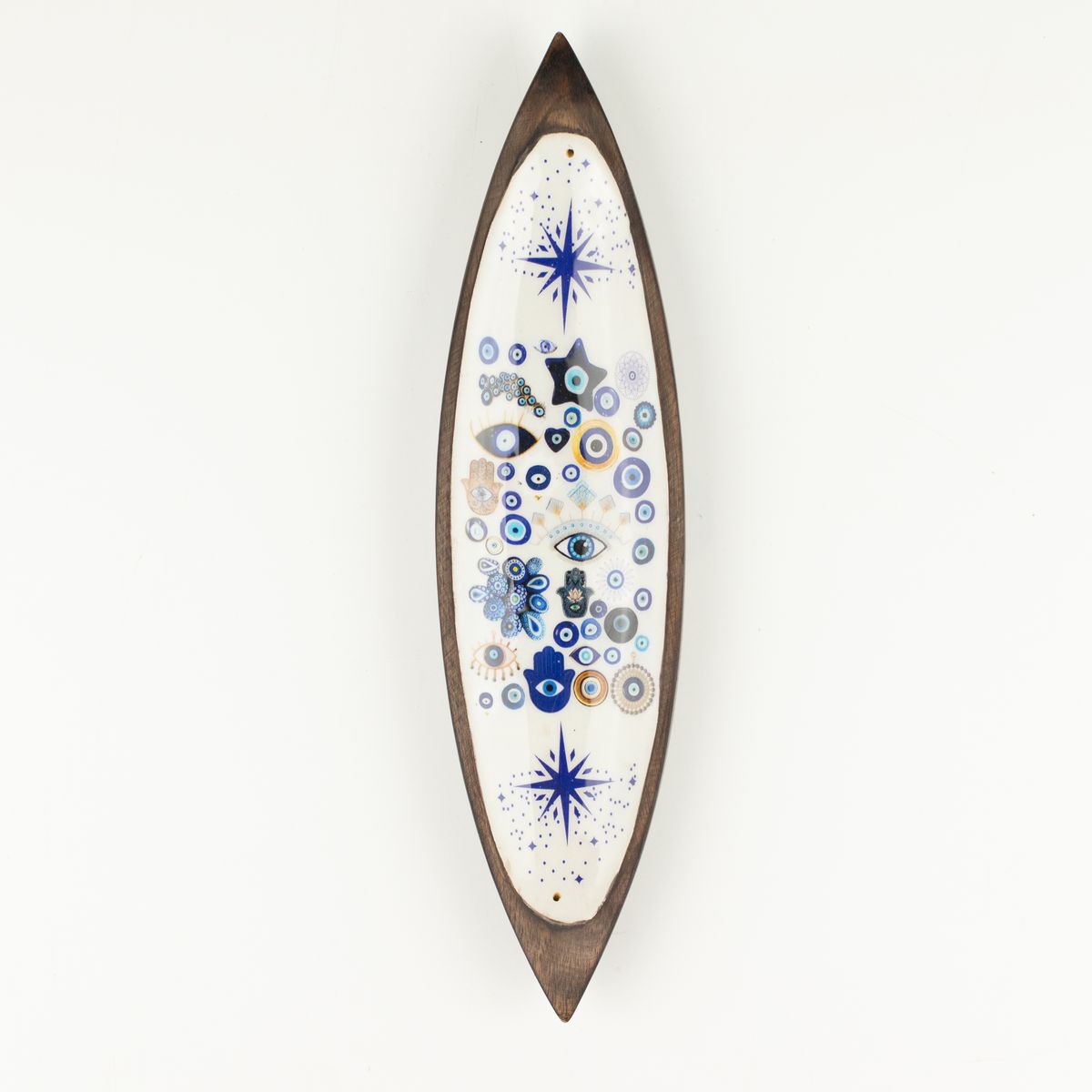 Mango Wood Enamel Incense Bowl – Evil Eye
