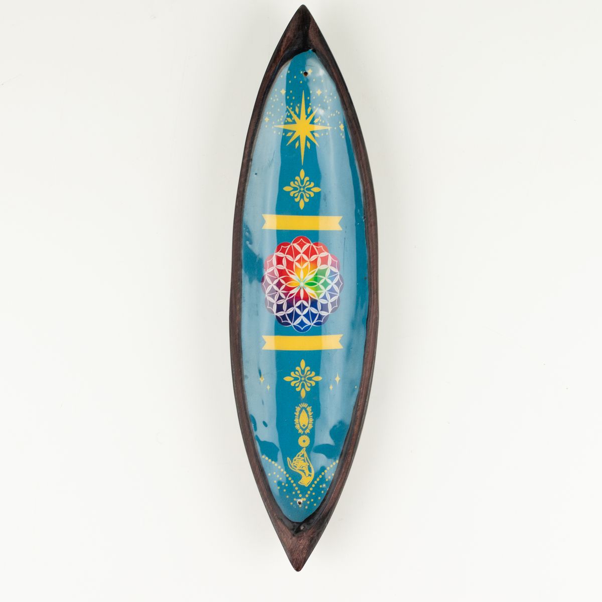 Mango Wood Enamel Incense Bowl – Mandala