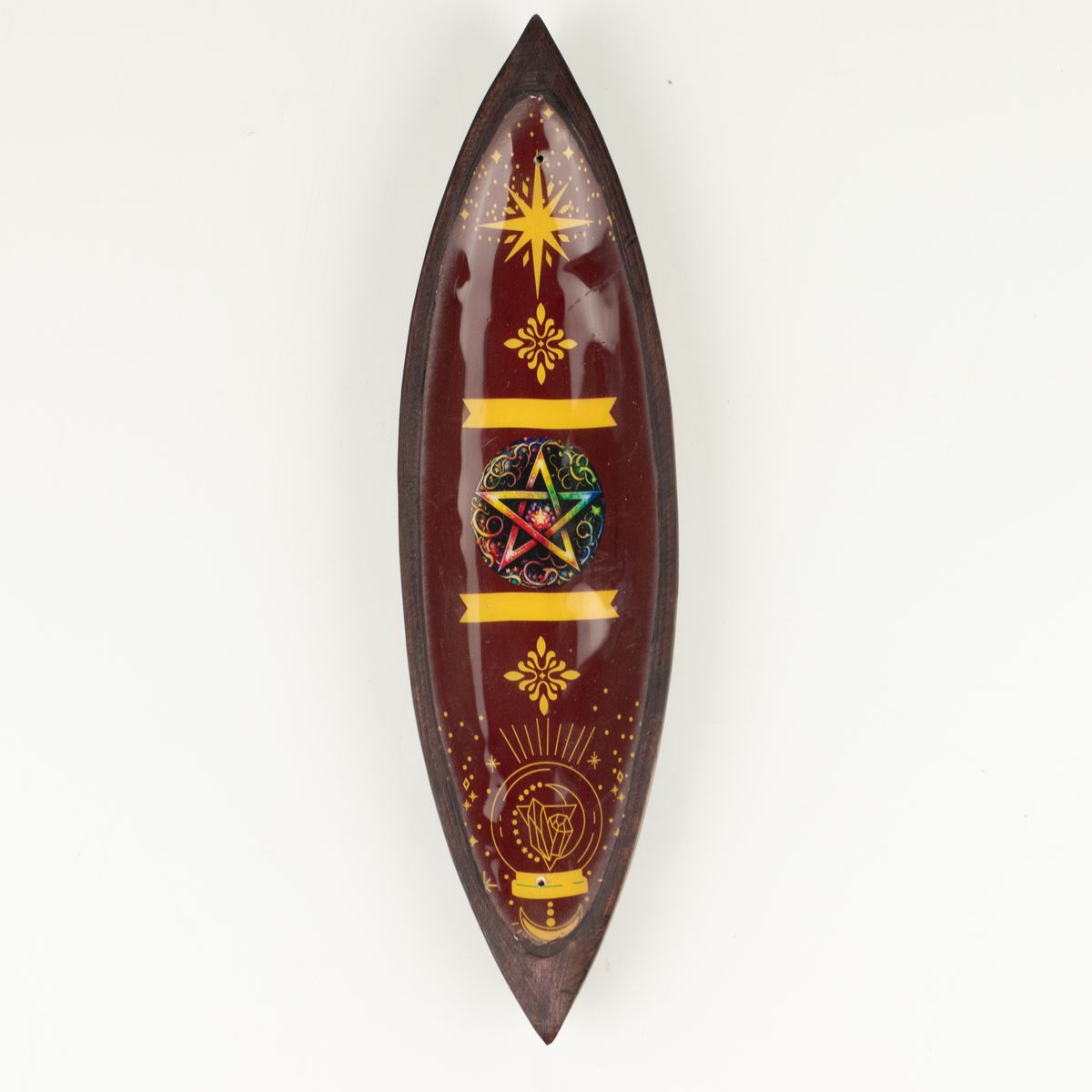 Mango Wood Enamel Incense Bowl – Pentagram