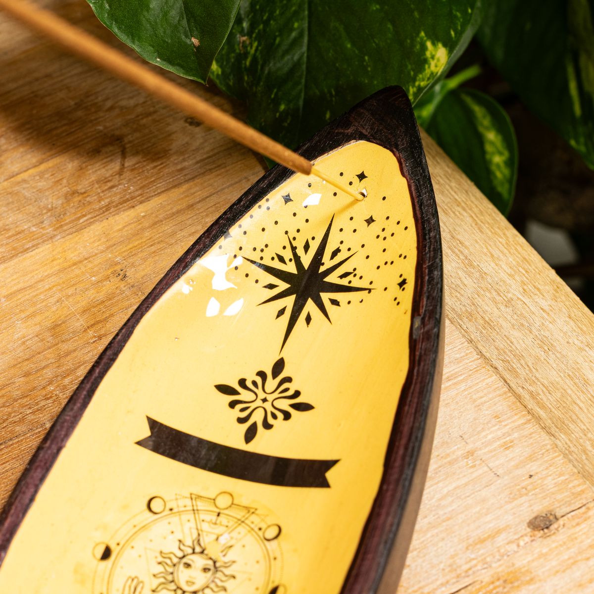 Mango Wood Enamel Incense Bowl – Hand & Sun
