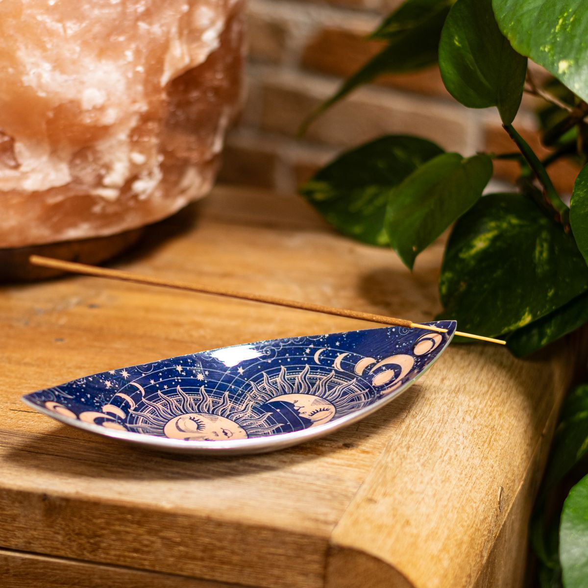 Aluminium Enamel Incense Bowl – Pink Sun & Moon