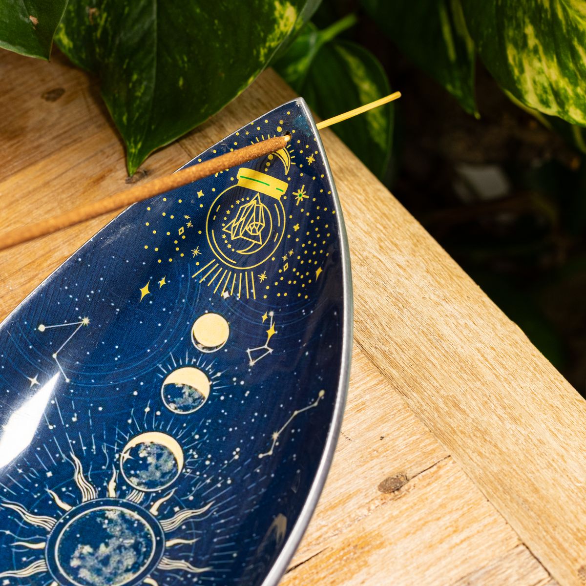 Aluminium Enamel Incense Bowl – Zodiac Moon Phases