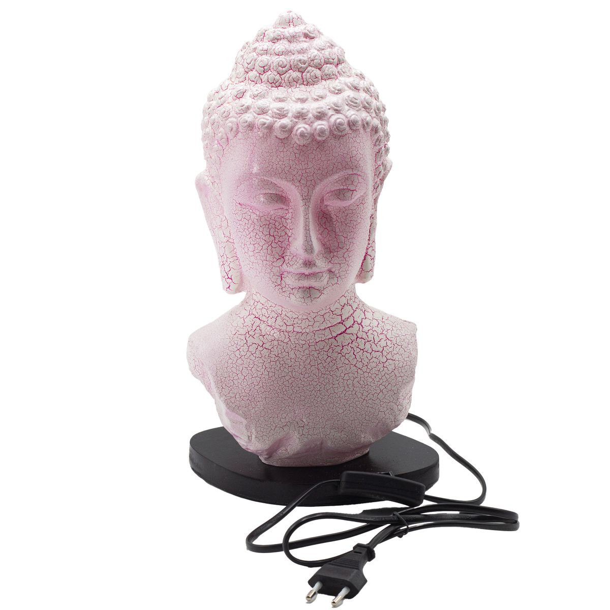 Buddha Bust Lamp on Oval Stand – Cherry Crackle
