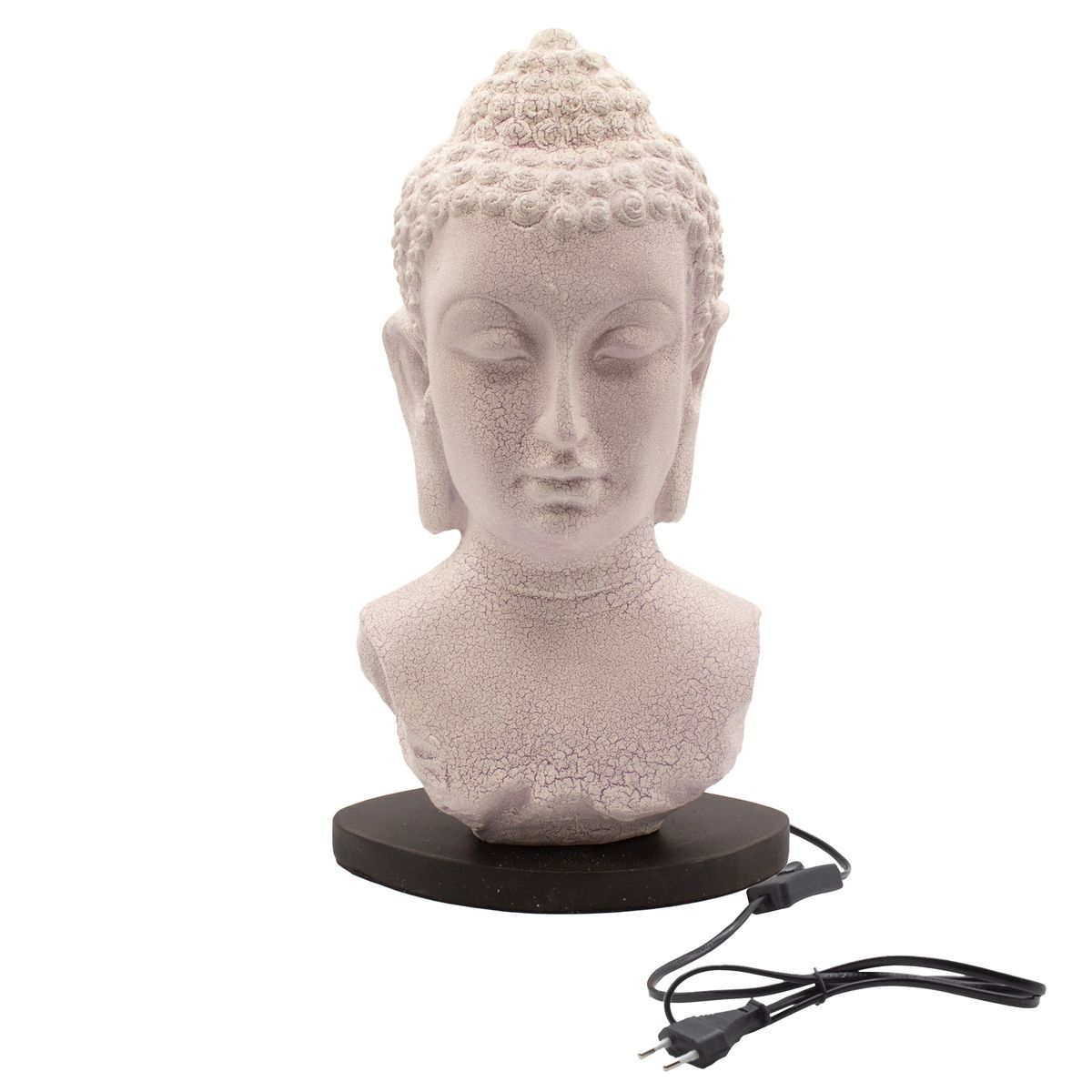 Buddha Bust Lamp on Oval Stand – Lavender Crackle