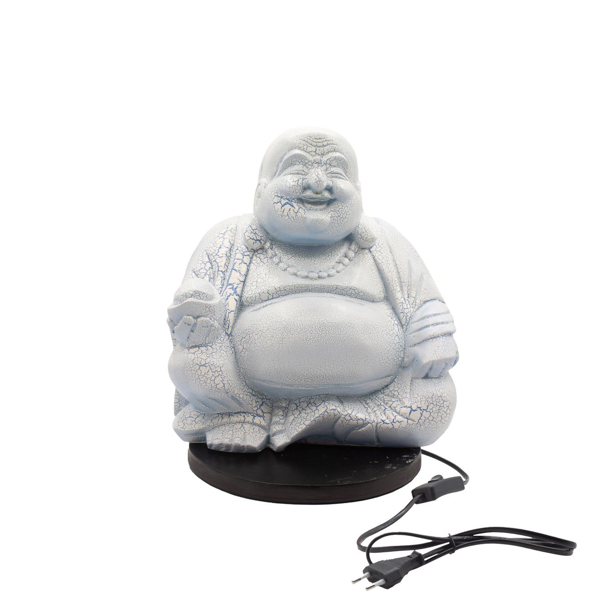 Laughing Buddha Lamp on Round Stand – Sky Blue