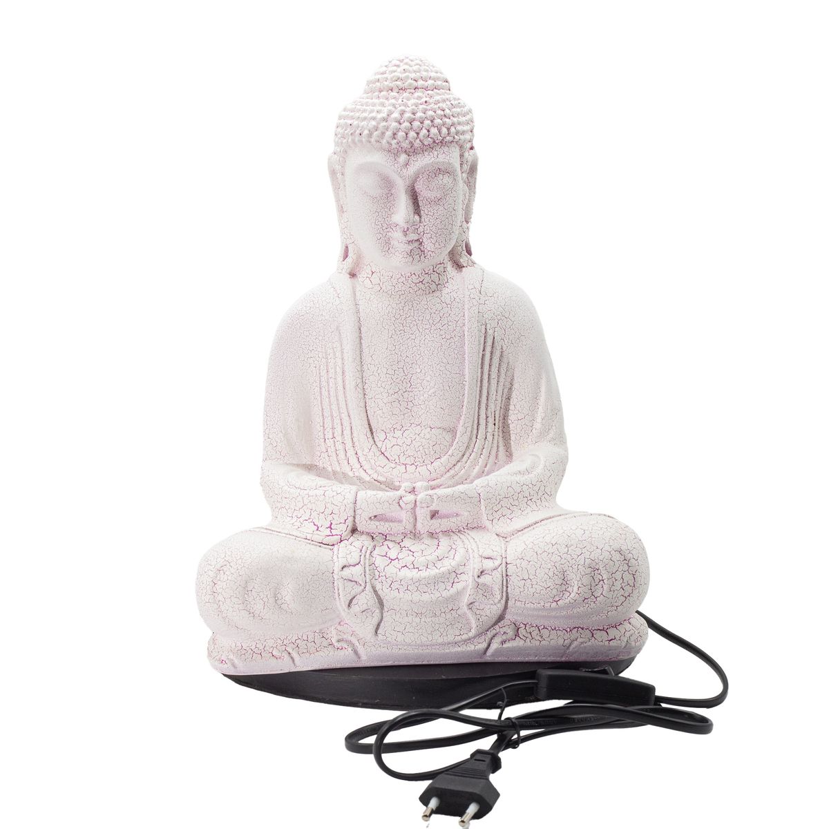 Meditation Buddha Lamp on Oval Stand – Cherry Crackle