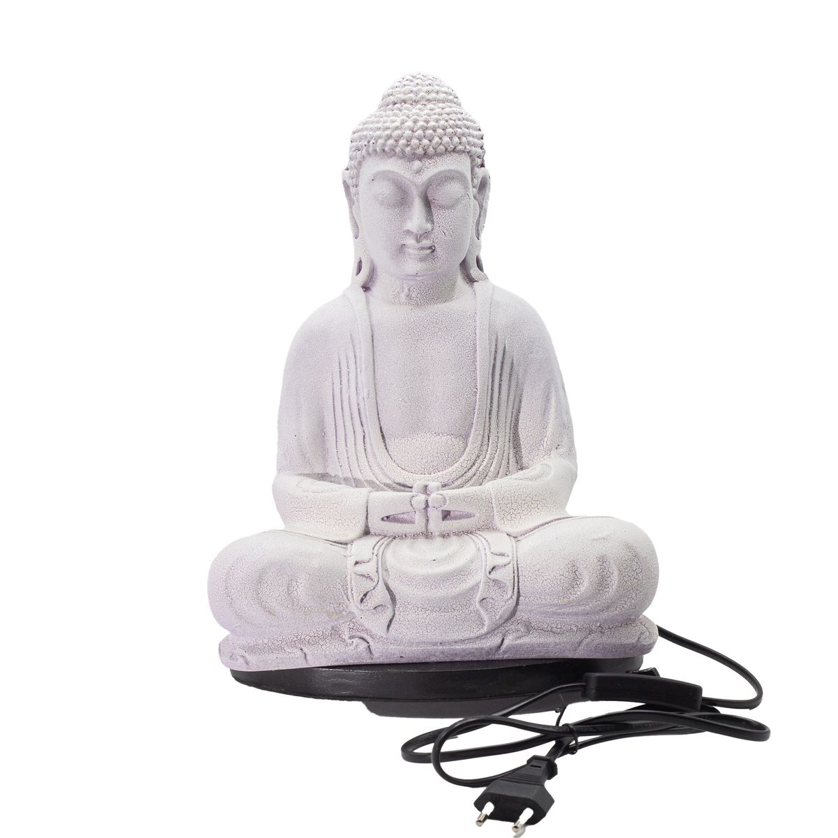 Meditation Buddha Lamp on Oval Stand – Lavender Crackle