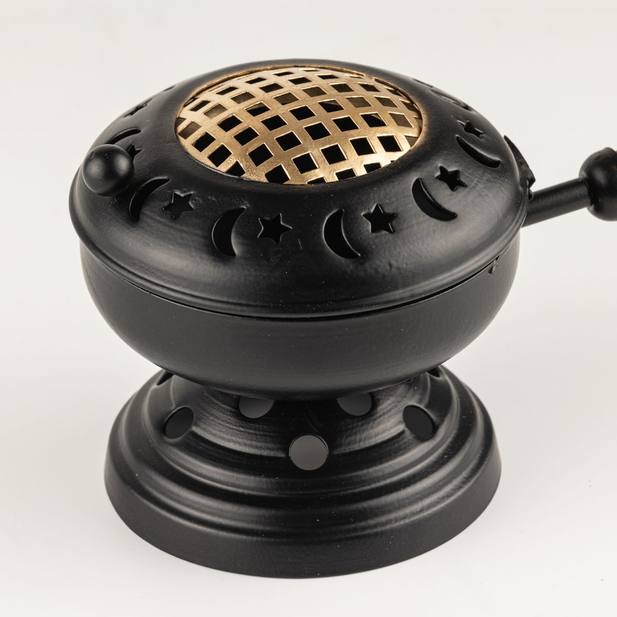 Large Iron Censer Incense Burner on Stand – Gold Detail