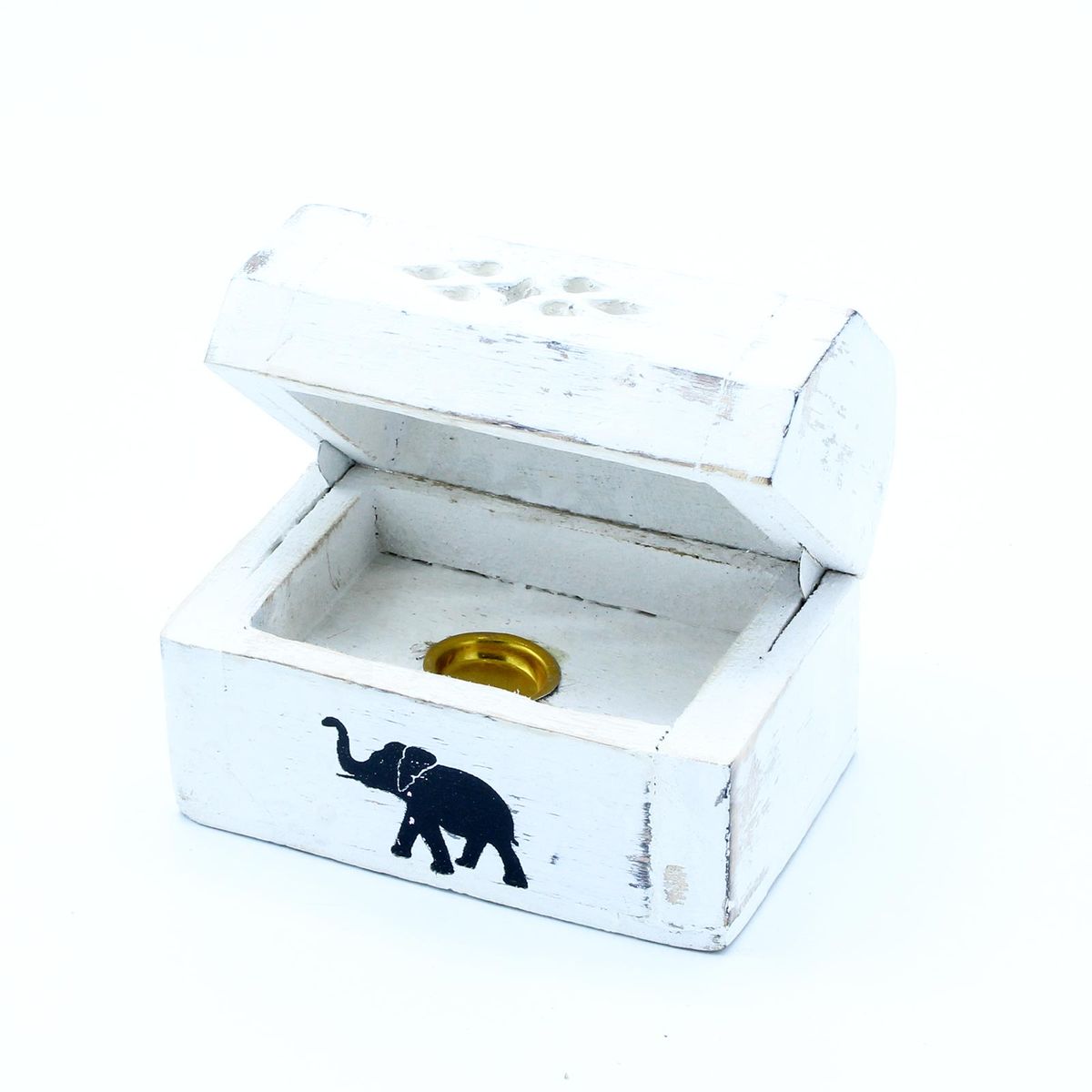Whitewashed Cone Smoke Box Incense Holder – 8cm