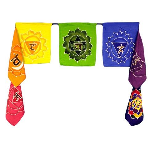 Batik Chakra Flags – Set of 7, 32x23cm Each