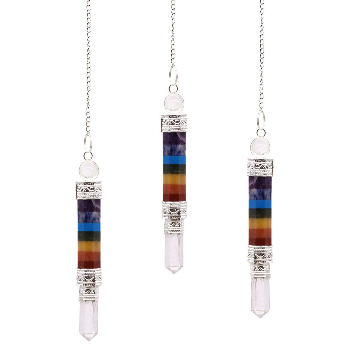 7 Chakra Three Piece Jointed Pendulum