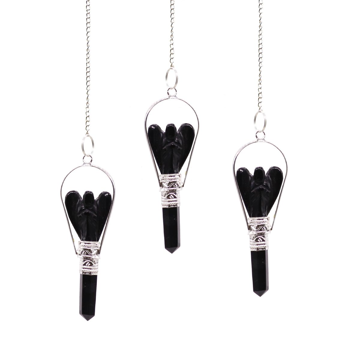 Angel Pendulum with Ring – Black Agate