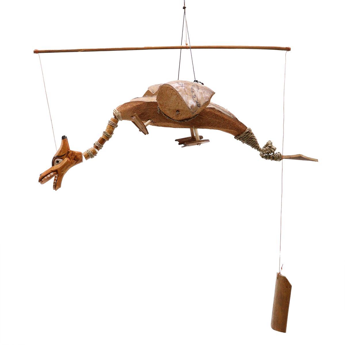 Natural Coconut Shell Dragon Mobile – 37cm