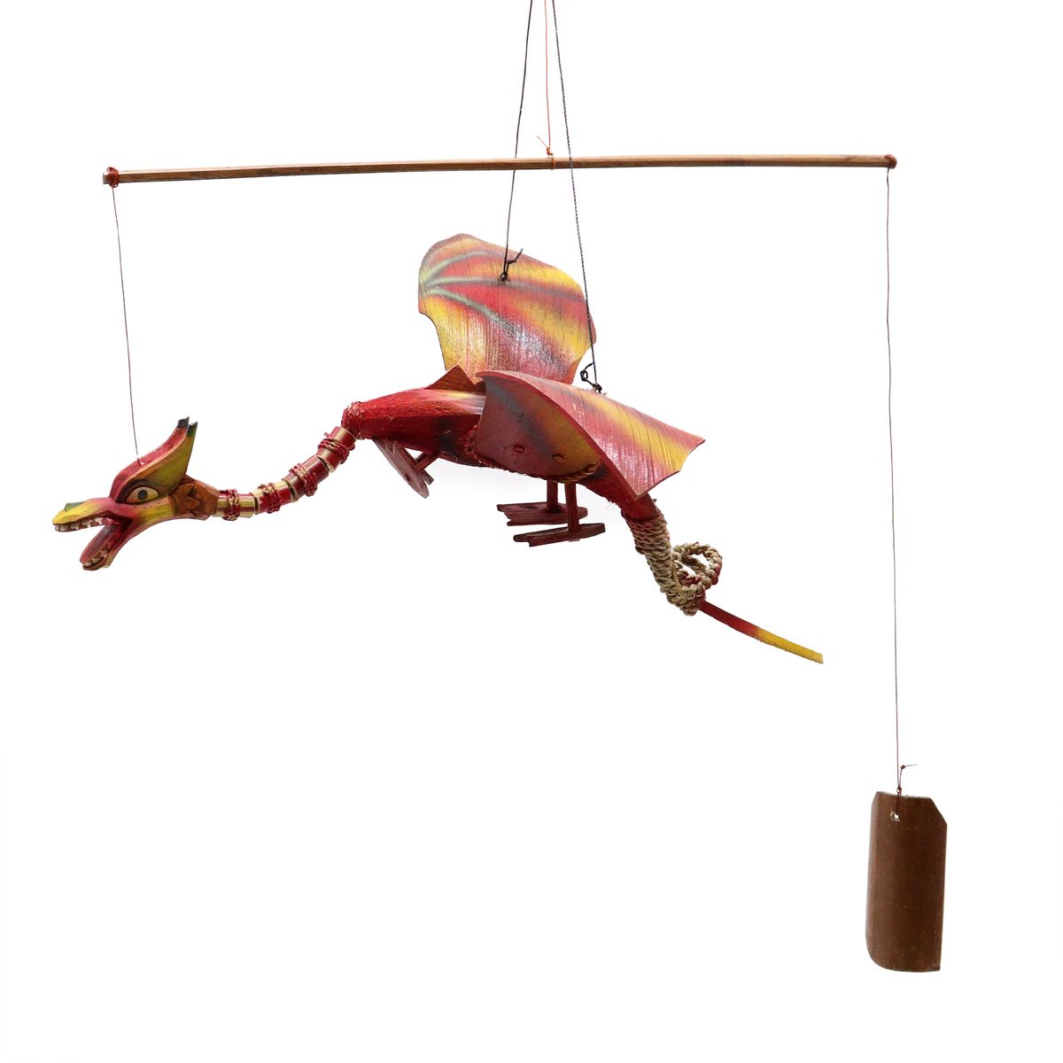 Red Coconut Shell Dragon Mobile – 37cm