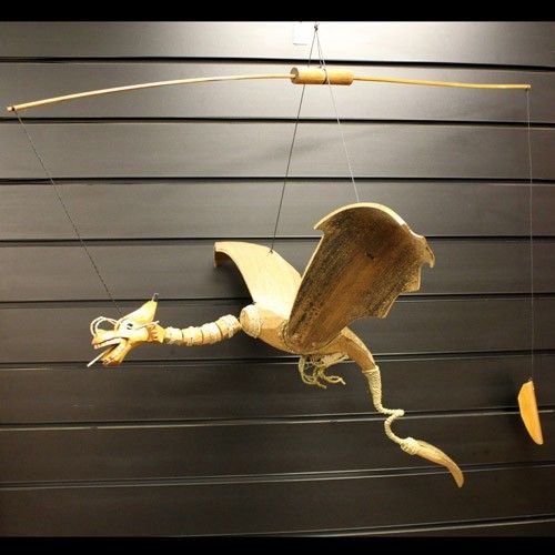 Natural Coconut Shell Dragon Mobile – Large, 46cm