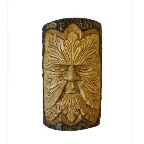 Green Man Tree Trunk Carving – Large, 25x19cm