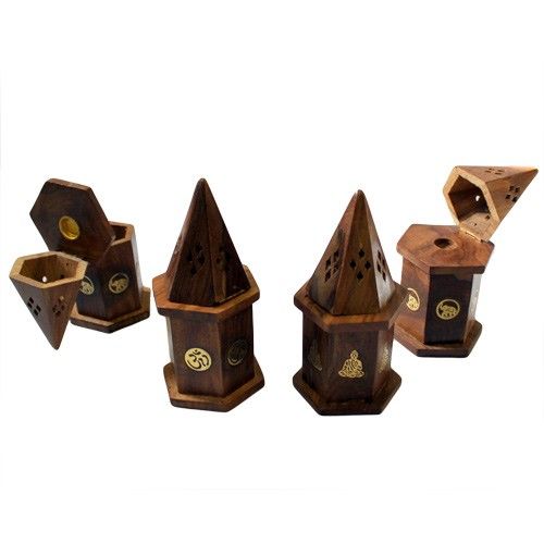 Shesham Wood Pyramid Mini Incense House